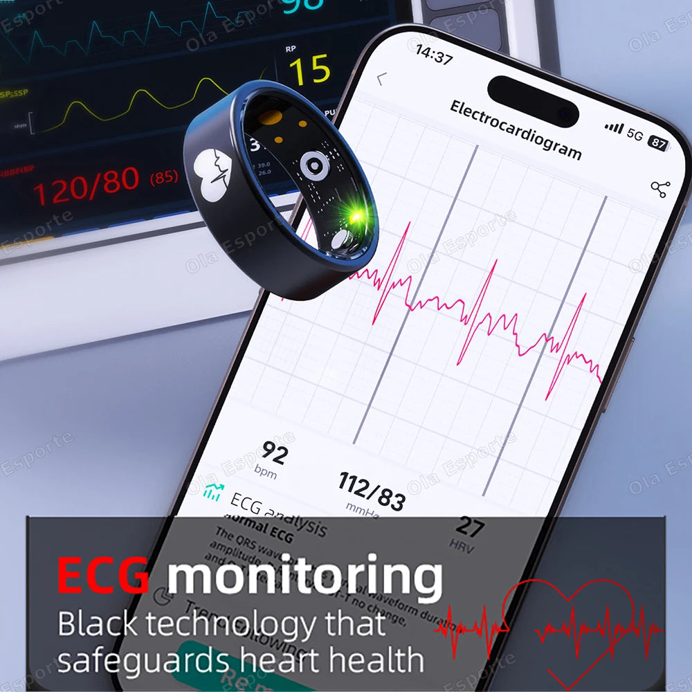 ECG Smart Ring – Heart Rate, Blood Oxygen & Multi-Sport Tracker